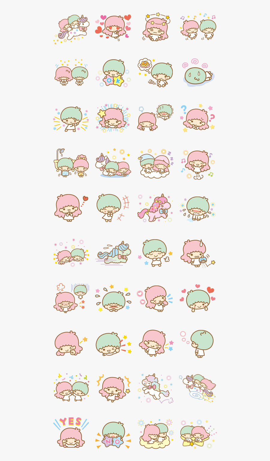 Little Twin Stars Line Sticker , Free Transparent Clipart - ClipartKey