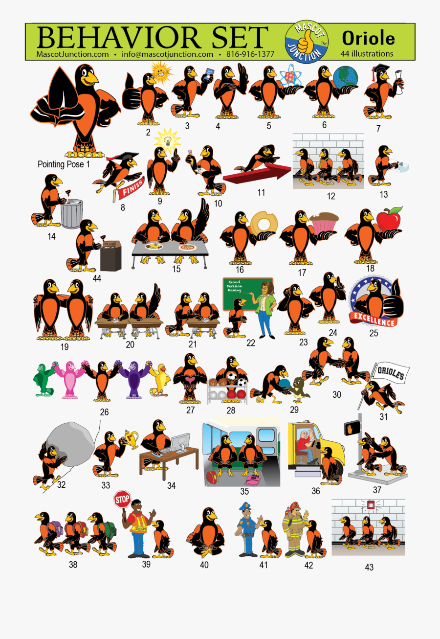 Oriole Mascot Clip Art Behavior - Cartoon, Transparent Clipart