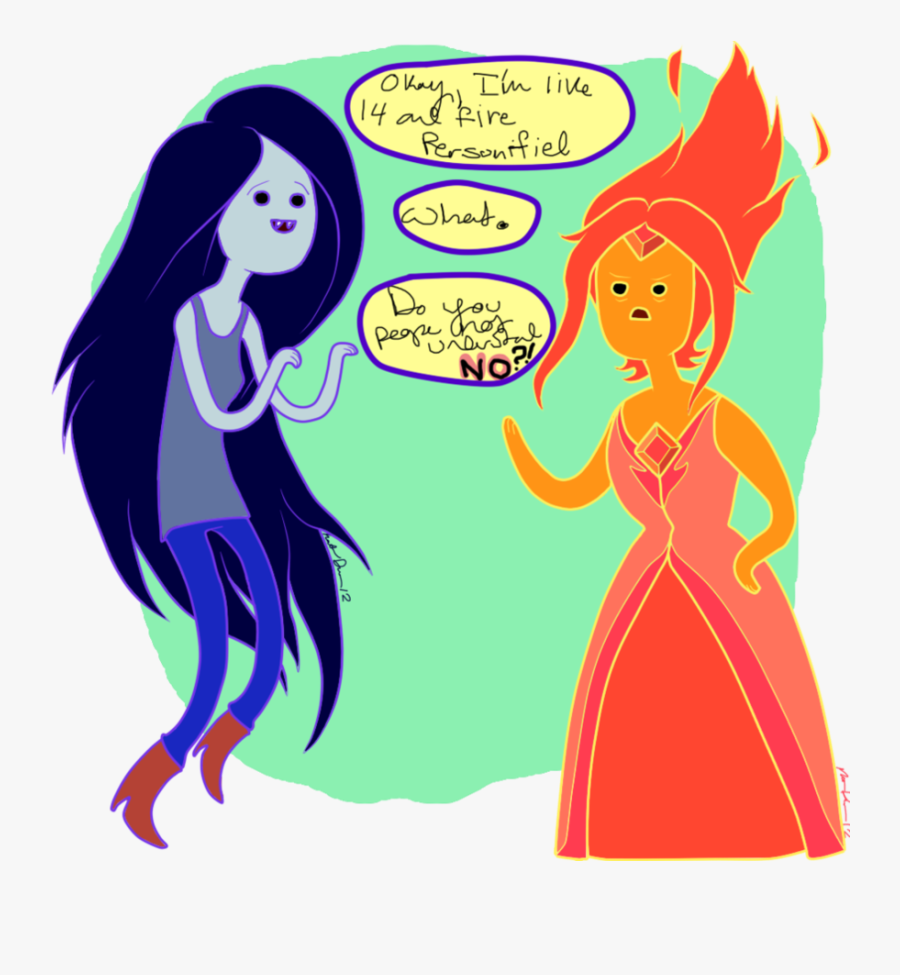 Flame Princess And Marceline By Harashika - Adventure Time Flame Princess And Marceline, Transparent Clipart