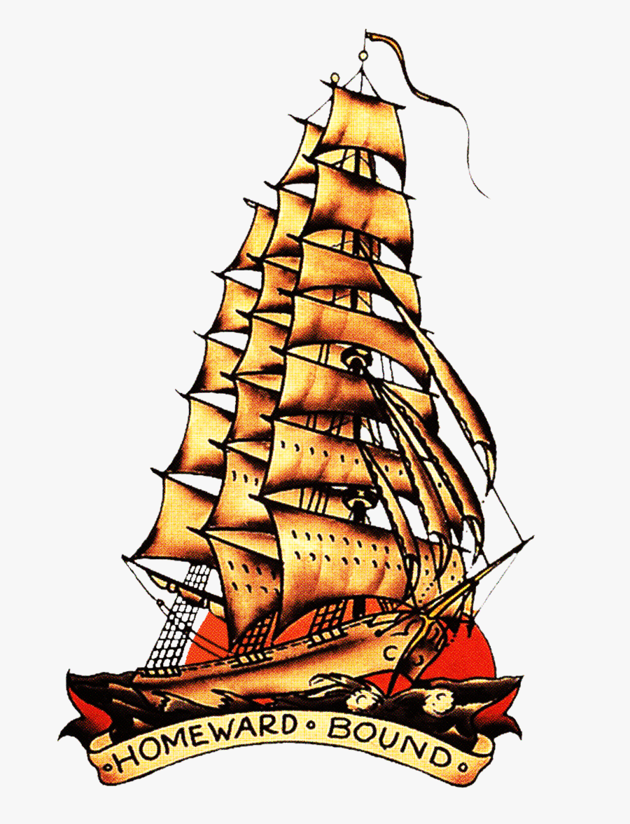 Clip Art Sinking Boat Meme - American Traditional Tall Ship Tattoo, Transparent Clipart