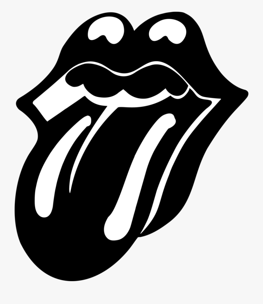 Stone Clipart Black And White - Black Rolling Stones Tongue, Transparent Clipart