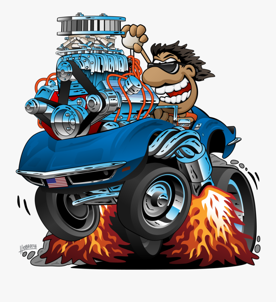 Classic Sports Car Cartoon, Funny Driver, Isolated - Old School Car Cartoon Png, Transparent Clipart
