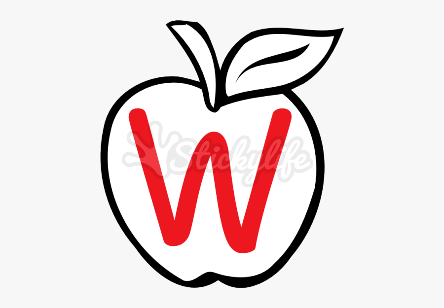 Red Apple Monogram - Letter W In Black, Transparent Clipart