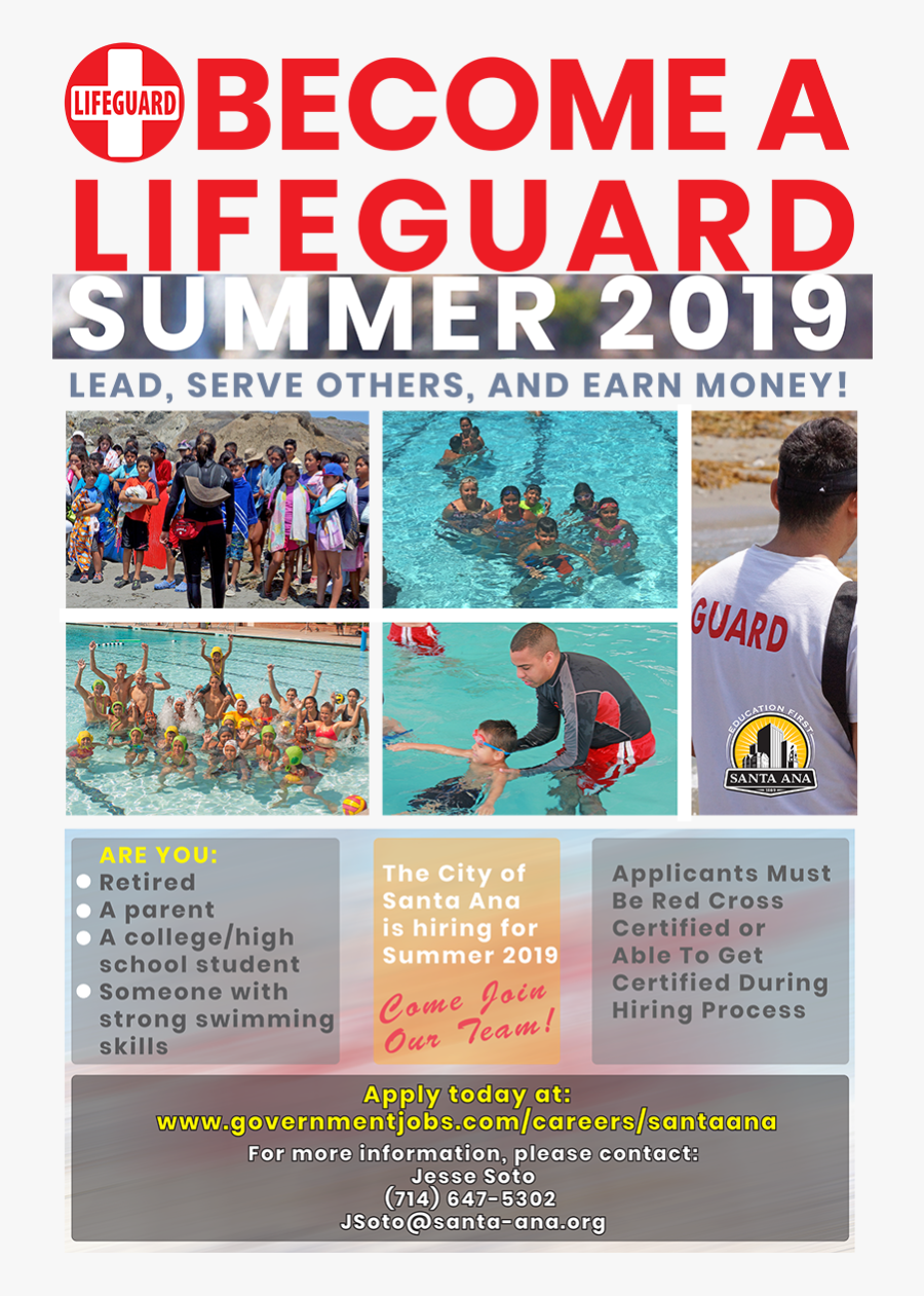 Become A City Of Santa Ana Lifeguard - Lifeguard, Transparent Clipart