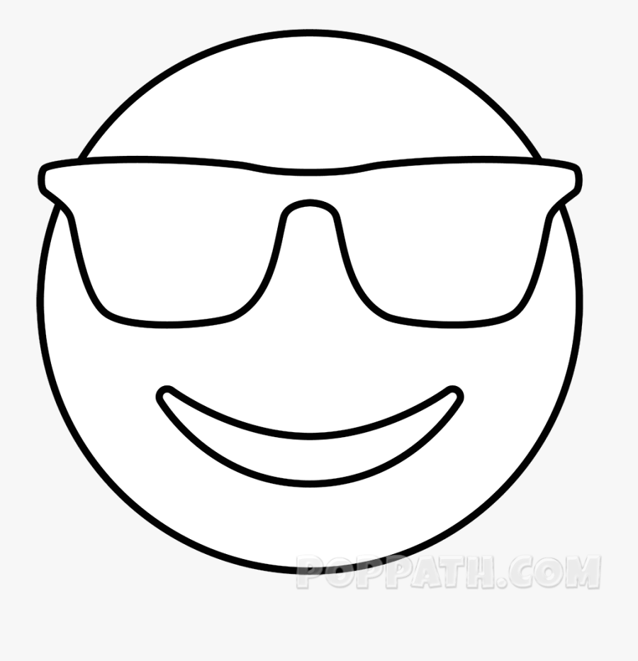 Emoji With Glasses Black And White, Transparent Clipart