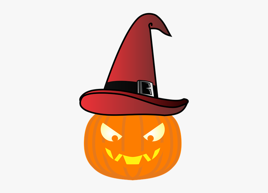 Pumpkin, Witch"s Hat, Red Hat, Halloween, Fear - Red Cartoon Witch Hat, Transparent Clipart