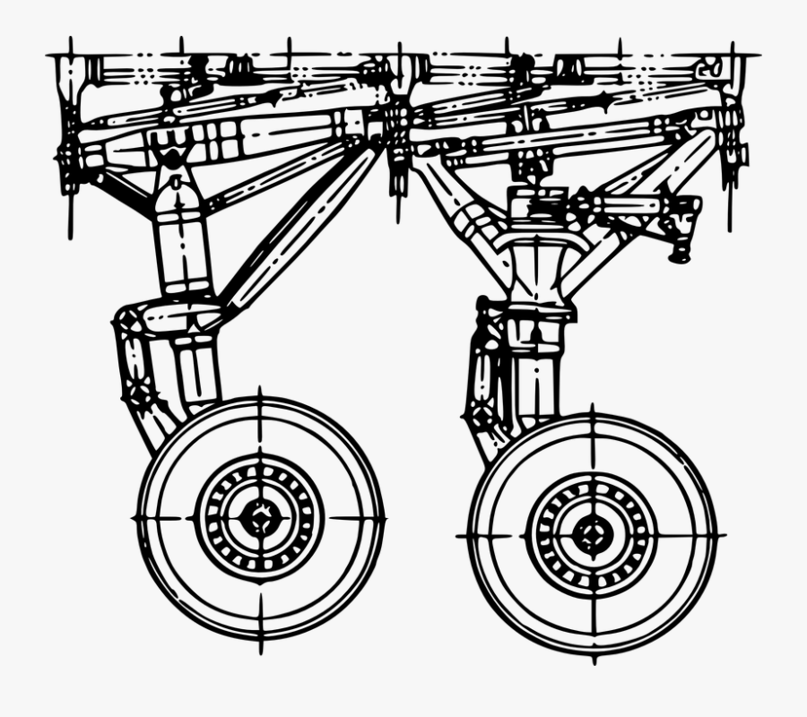 Transparent Airplane Clipart Black And White Take Off - Aircraft Landing Gear Blueprint, Transparent Clipart