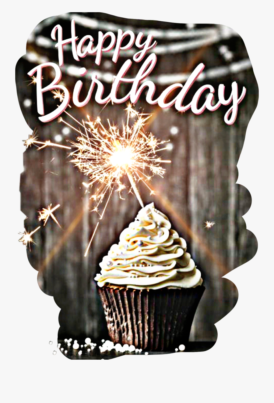 #happy #birthday #happybirthday #cupcake #candle #sparkler - Happy Birthday Sparkler Cupcake, Transparent Clipart