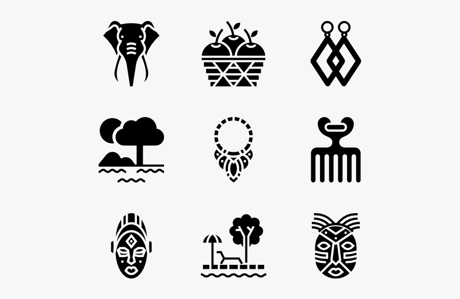 Black And White - Africa Symbols, Transparent Clipart