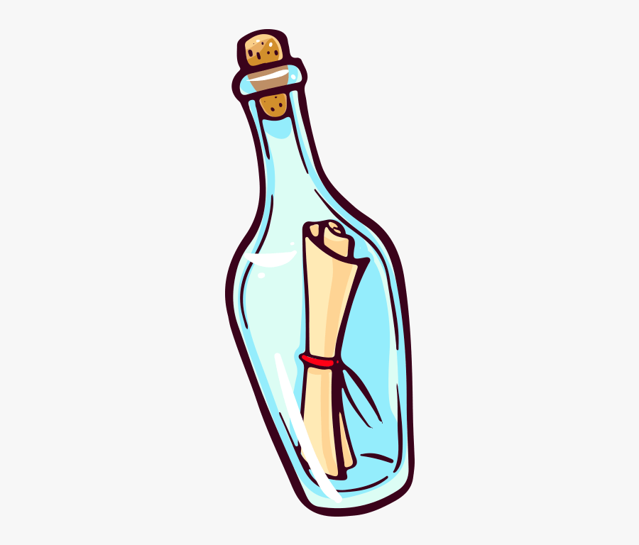 #message #bottle #messageinabottle #sea #ocean #cartoon - Transparent Message In A Bottle Png, Transparent Clipart