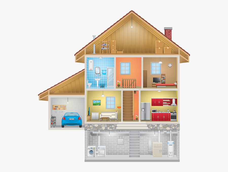 House With Attic And Basement, Transparent Clipart