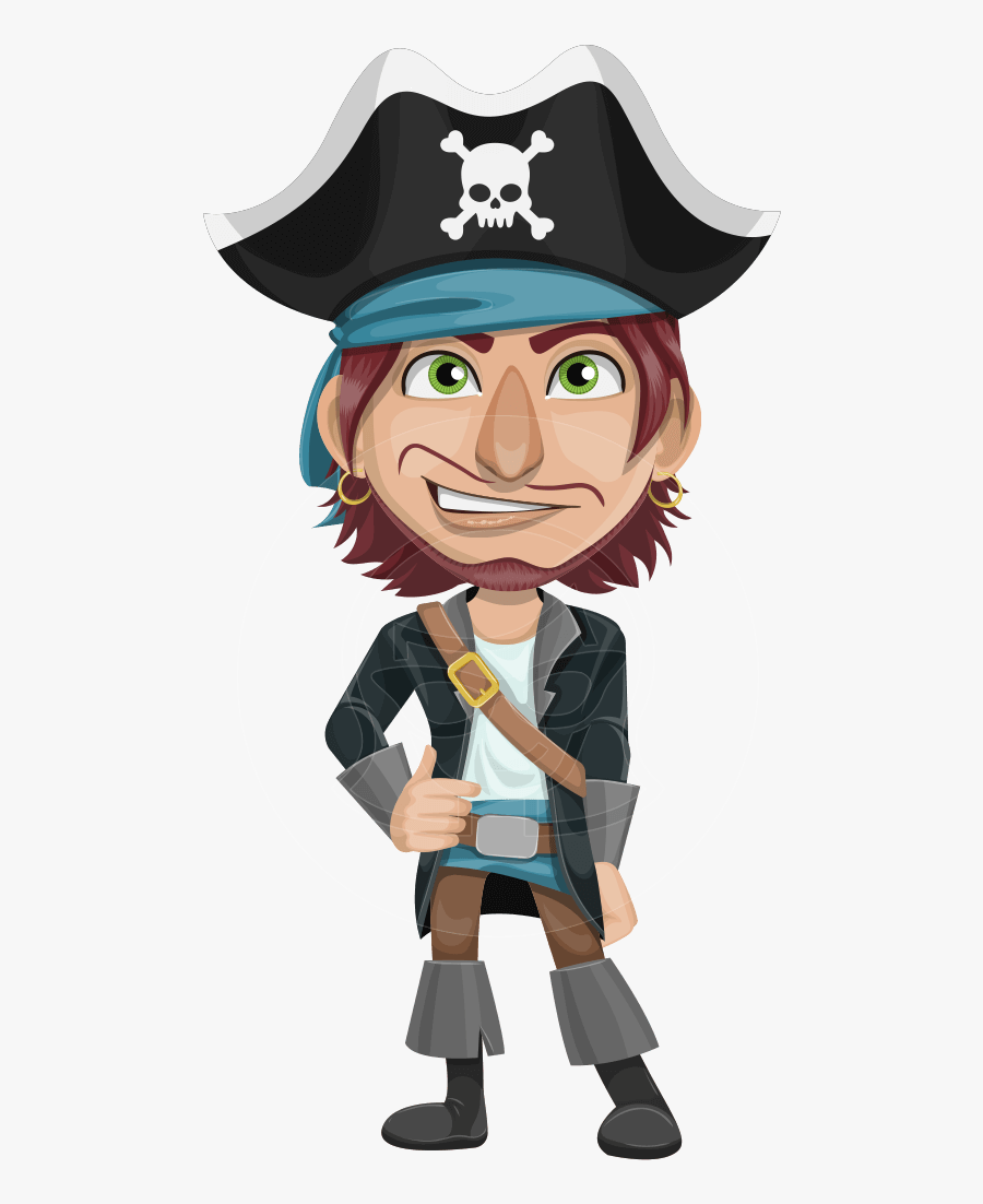 Funny Pirate Cartoon Vector Character Aka Pirate Tim - Pirate Cartoon Character Png, Transparent Clipart