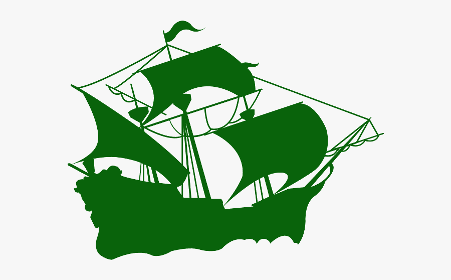 Green Pirate Ship Silhouette, Transparent Clipart