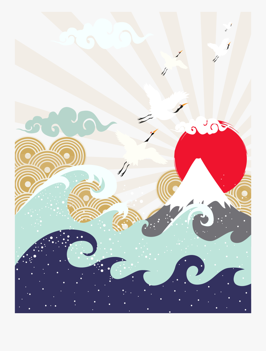 Transparent Mountains Clipart Png - Japanese Wave And Mountain Drawing, Transparent Clipart