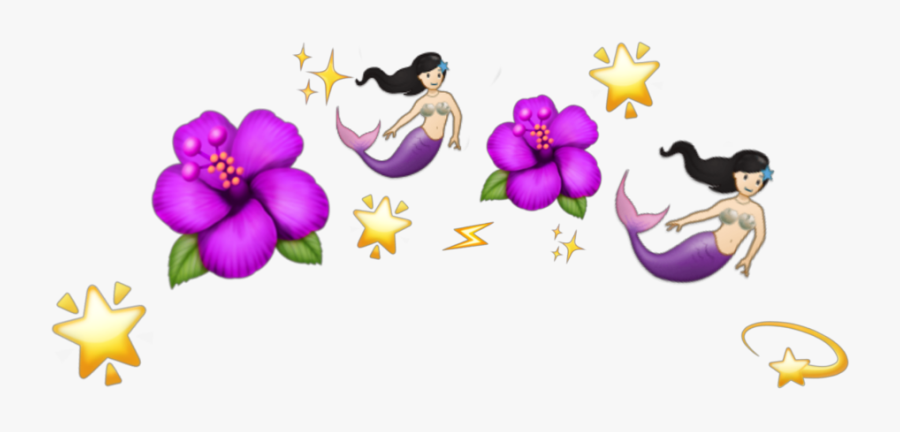 Transparent Purple Mermaid Clipart - Emoji Flower Crown Png, Transparent Clipart