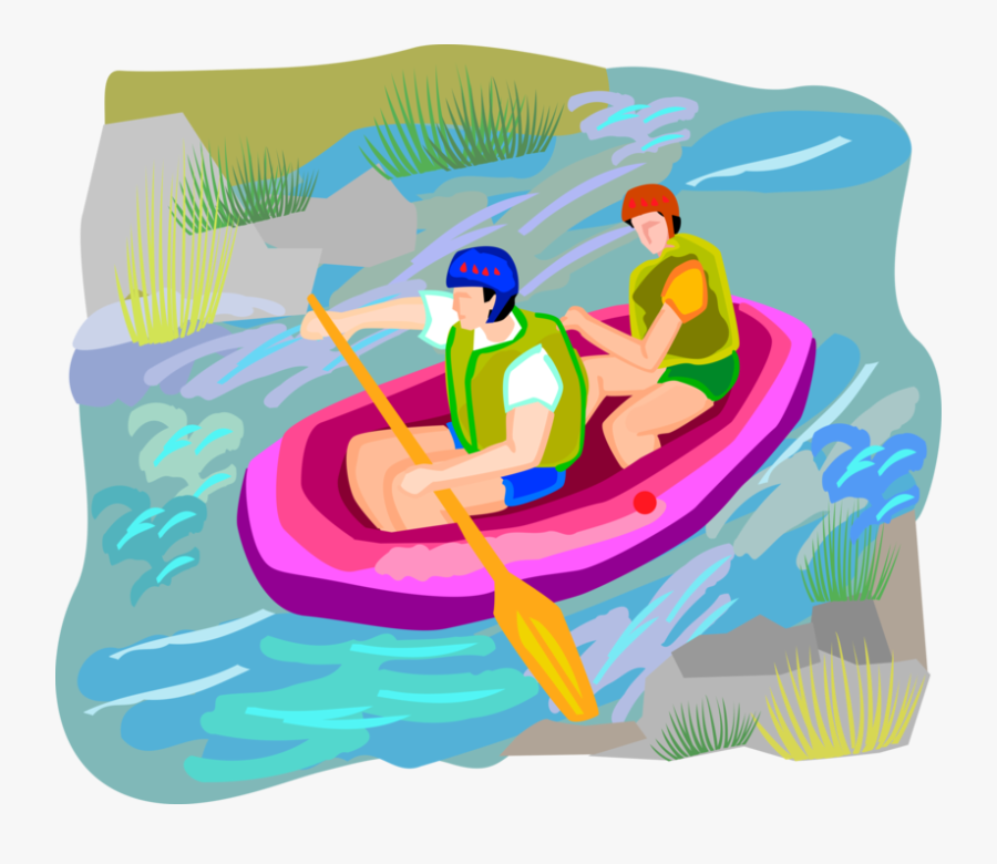 Vector Illustration Of Water Rafting In Inflatable - Rafting Clip Art, Transparent Clipart
