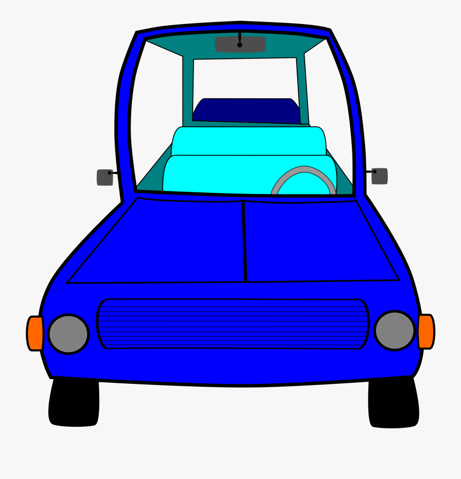 Cartoon Blue Car Front - Front View Cartoon Car Png, Transparent Clipart