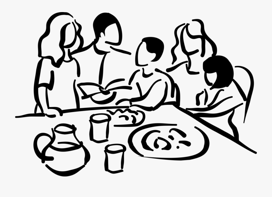 Vector Illustration Of Family Parents And Children - Dinner Pool Clipart Black And White, Transparent Clipart