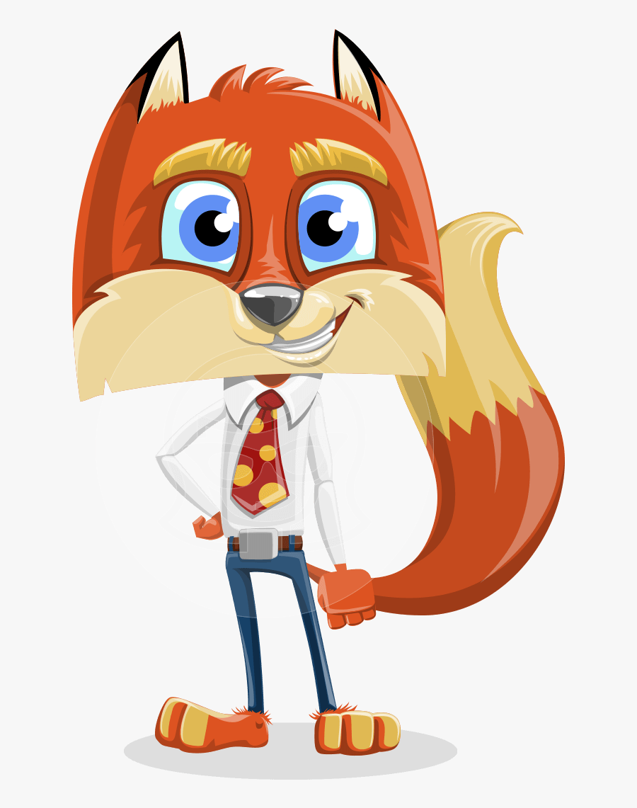 Small Business Fox Character With A Tie, White Shirt - Fox Man Png, Transparent Clipart
