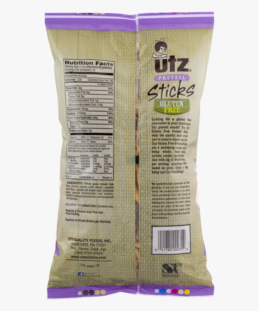 Utz Gluten Free Pretzels, Sticks - Packaging And Labeling, Transparent Clipart