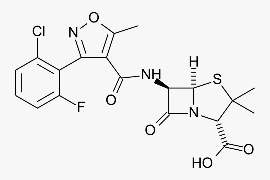 Flucloxacillin Structure - 5 6 Dihydroxyindole 2 Carboxylic Acid, Transparent Clipart