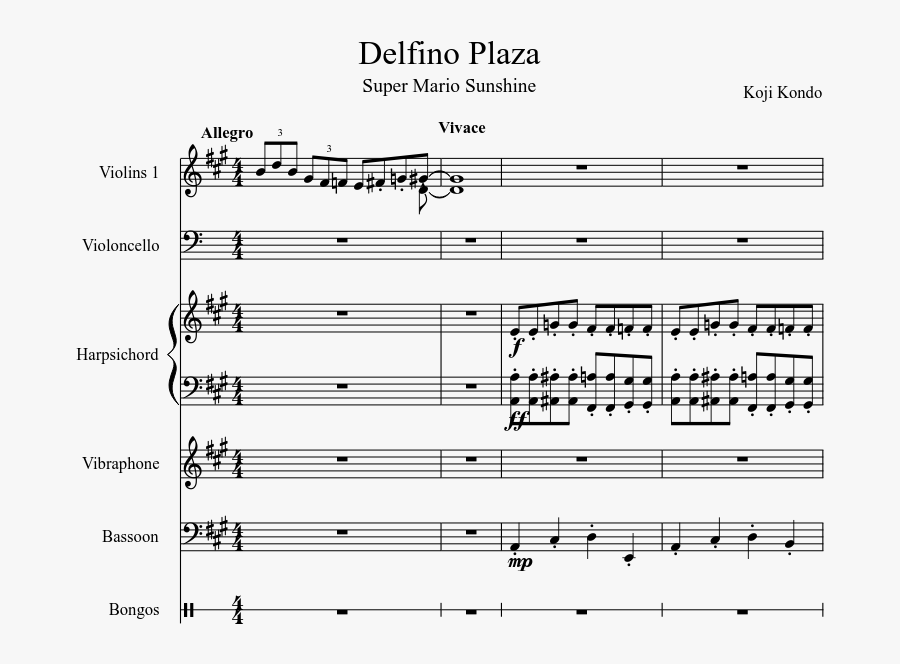 Delfino Plaza Sheet Music Composed By Koji Kondo Delfino Plaza Flute Sheet Music Free Transparent Clipart Clipartkey