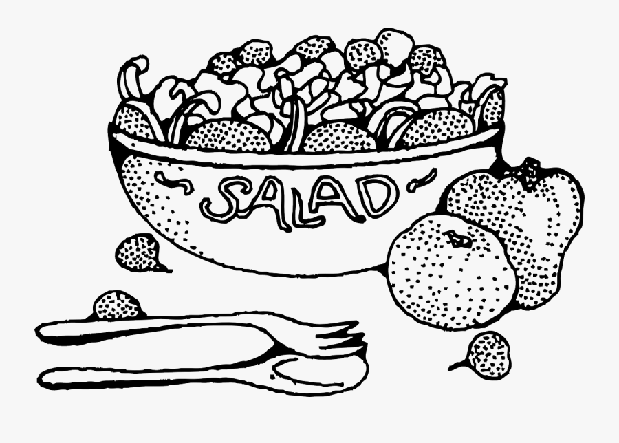 Food Salad Bowl Free Picture - Salad Black And White, Transparent Clipart