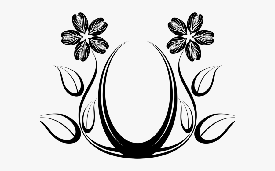 Transparent Floral Pattern Clipart - Abstract Design Black And White Flower, Transparent Clipart