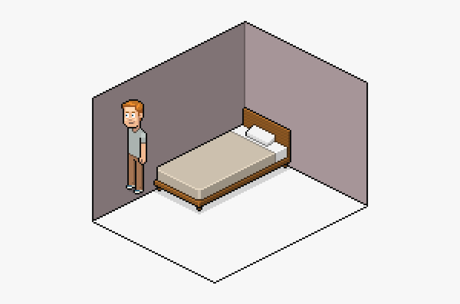 Floor Clipart Corner Room - Isometric Bed Pixel Art, Transparent Clipart