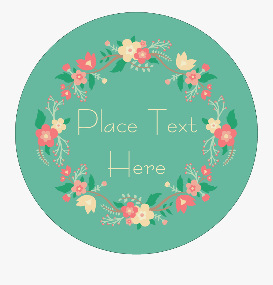 Floral Wreath Predesigned Template - Round Floral Label Template, Transparent Clipart