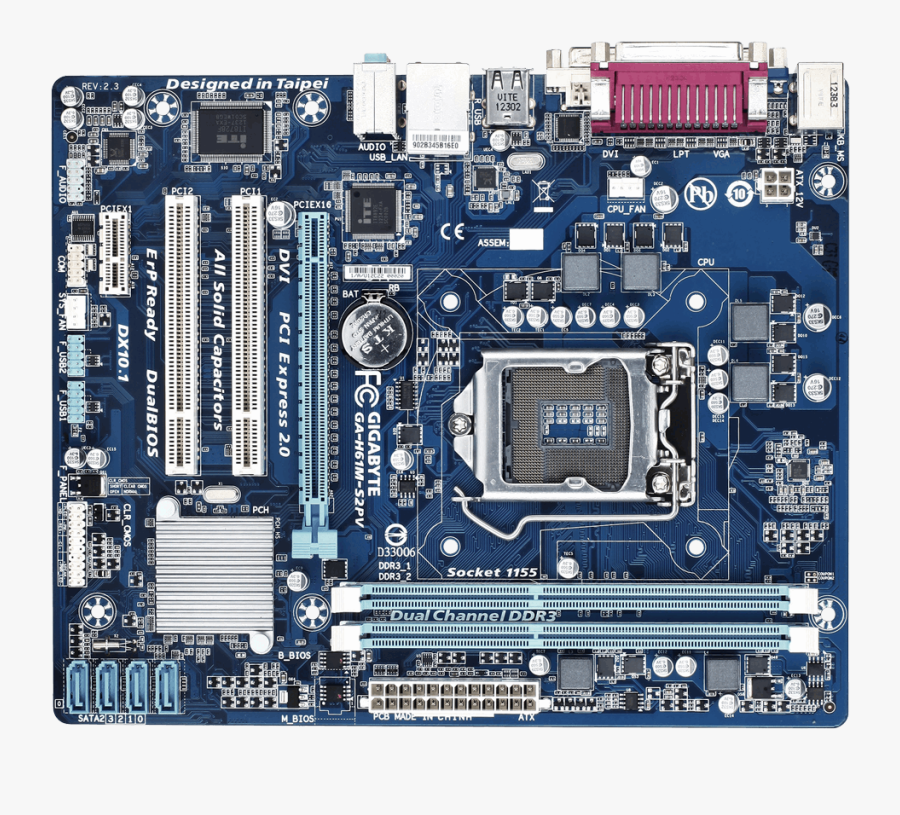 Intel Lga 1155 Motherboard Cpu Socket Land Grid Array - Gigabyte Ga H61m S2p, Transparent Clipart