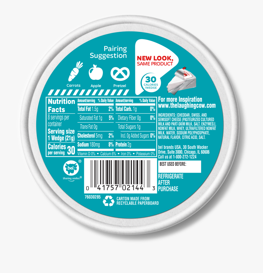 Laughing Cow Light Cheese Nutrition Label, Transparent Clipart