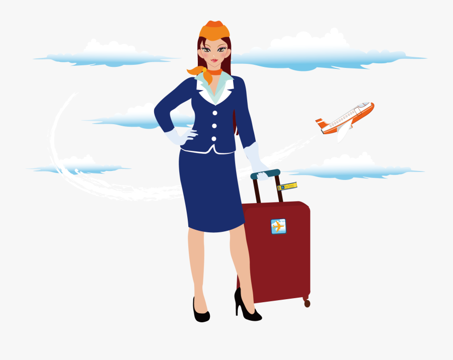 Transparent Flight Attendant Png - Clip Art Flight Attendant, Transparent Clipart