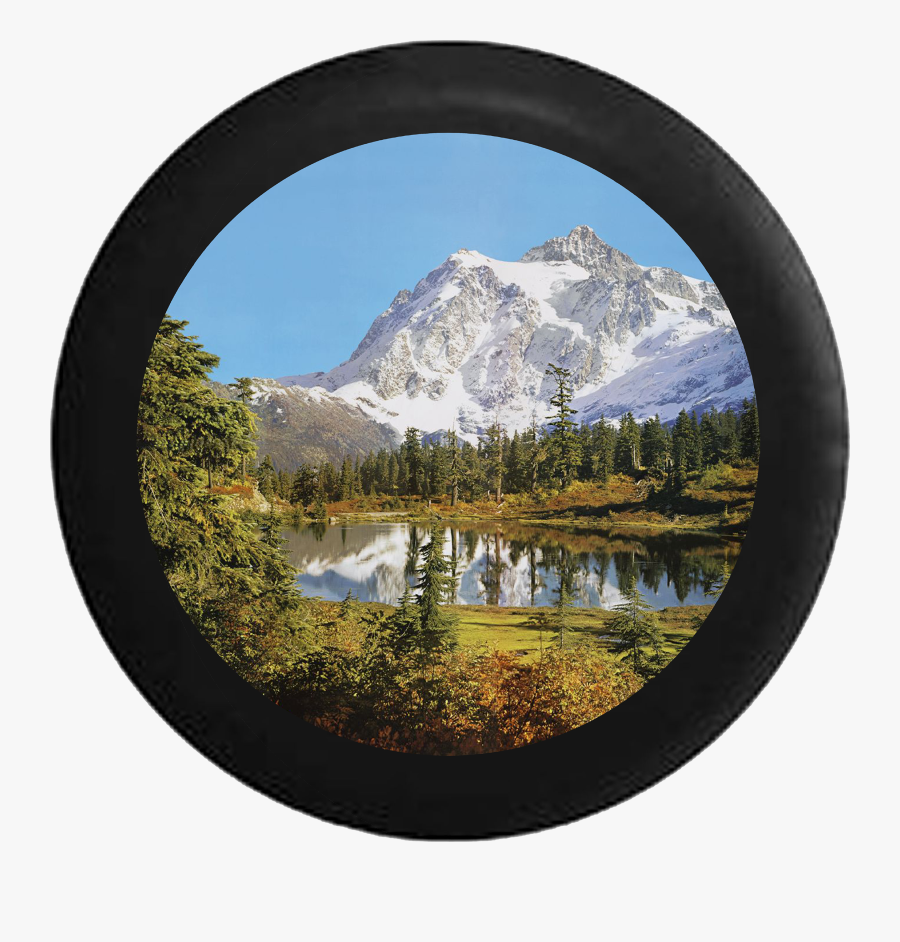 Snowy Mountain Overlooking Pine Forest And Calm Lake - North Cascades National Park, Mount Shuksan, Transparent Clipart