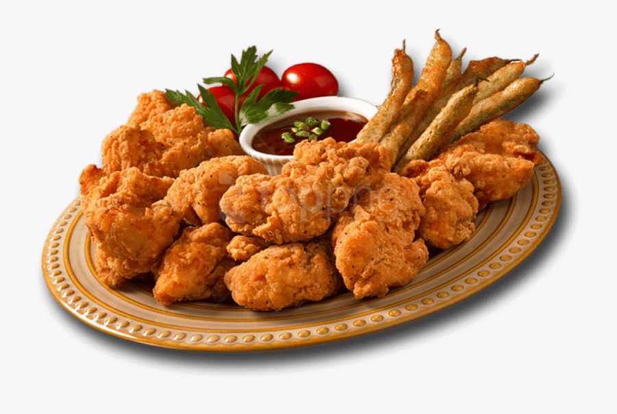 Cooked Meat Png - Fried Chicken Plate Png, Transparent Clipart