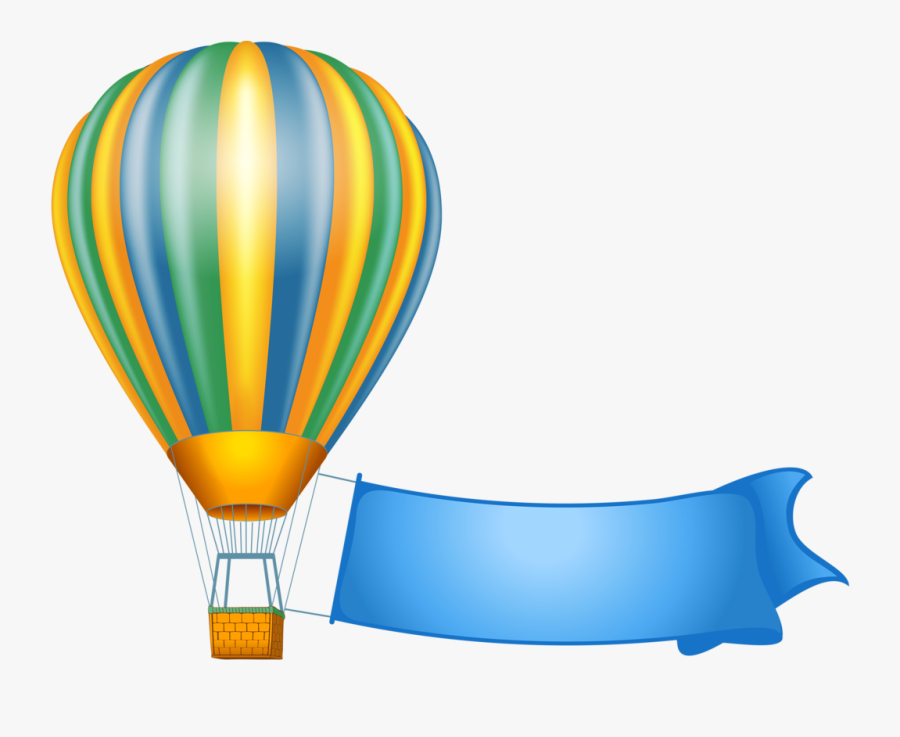 Image Du Blog Zezete2 - Flying Balloon Hot Air Balloon With Banner Clipart, Transparent Clipart
