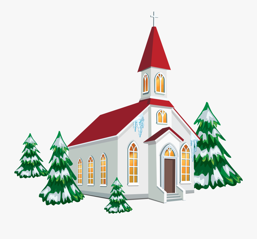 Winter Church With Snow Trees Png Clipart Image - Church Clipart Png, Transparent Clipart