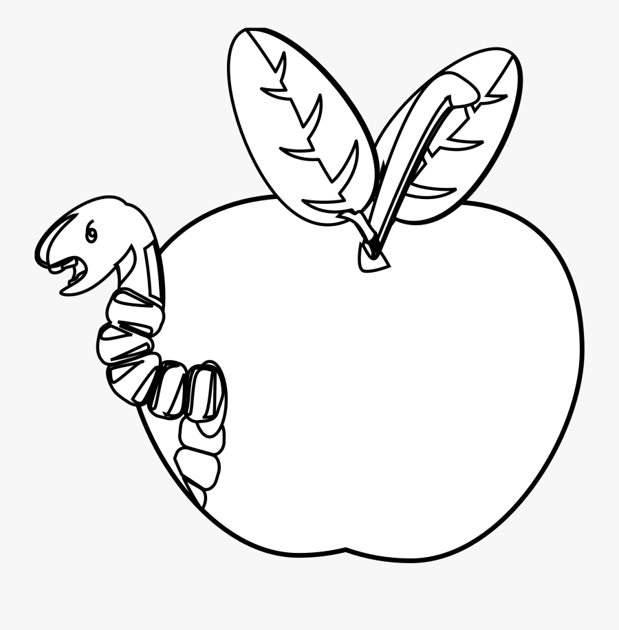 Worm 1 Black White - Rotten Apple Clipart Black And White, Transparent Clipart