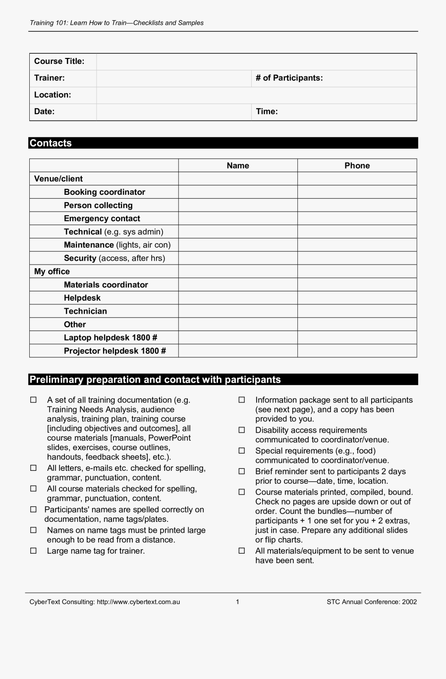 Clip Art Checklist Template Ms Word - Pre Training Classroom Checklist, Transparent Clipart