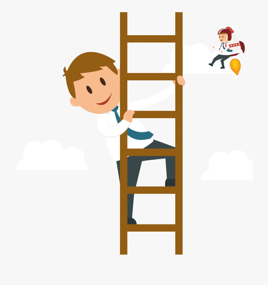 Svg Climbing A Ladder Clipart - Climbing Ladder Cartoon, Transparent Clipart