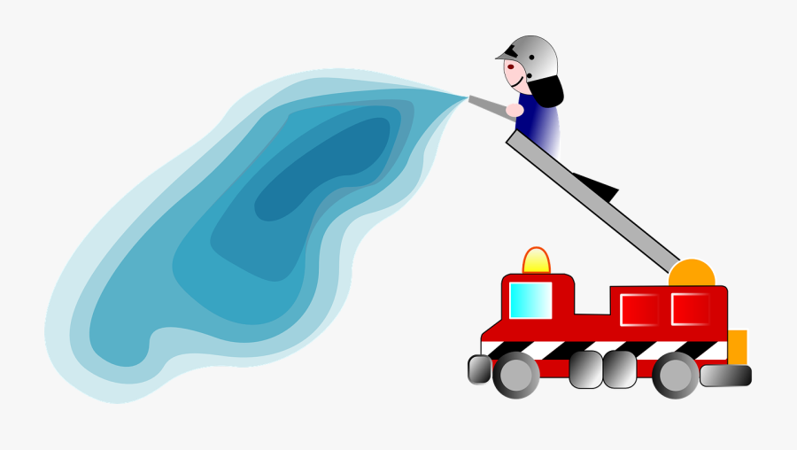 Fireman, Water, Fire, Truck, Ladder, Firefighter - Fire Truck Clip Art, Transparent Clipart