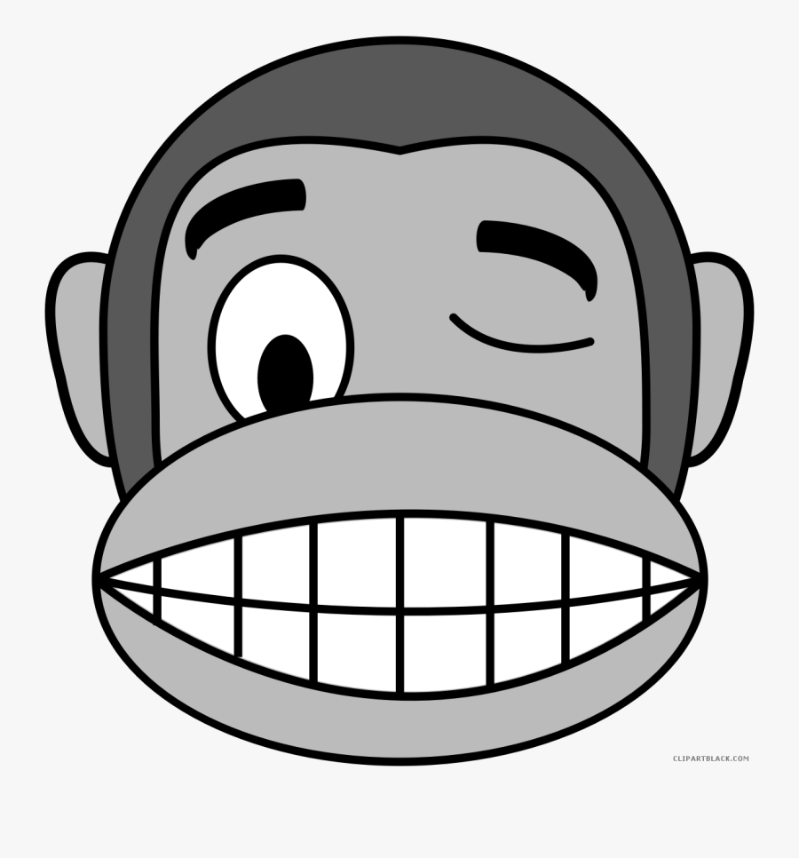 Monkey Emojis Animal Free Black White Clipart Images, Transparent Clipart