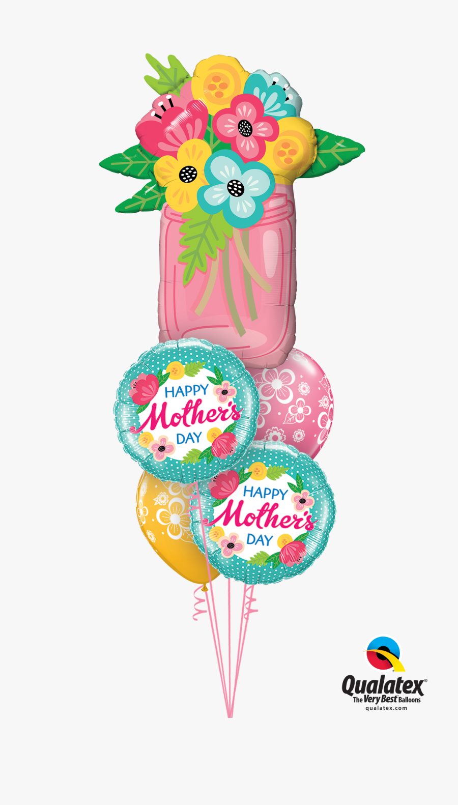 Bouquet Clipart Mason Jar - Qualatex Mothers Day Balloons, Transparent Clipart