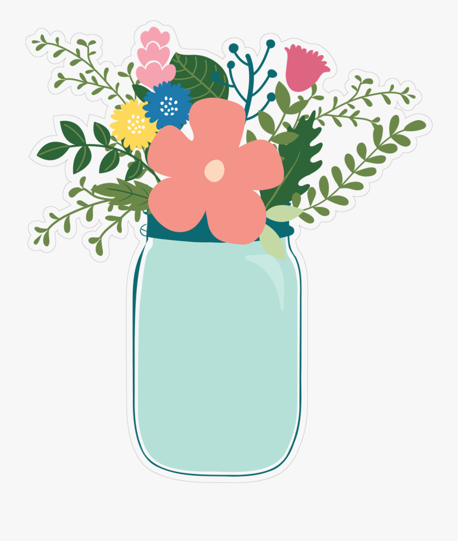 Flower Jar Print & Cut File - Transparent Flowers In Jar Clipart, Transparent Clipart