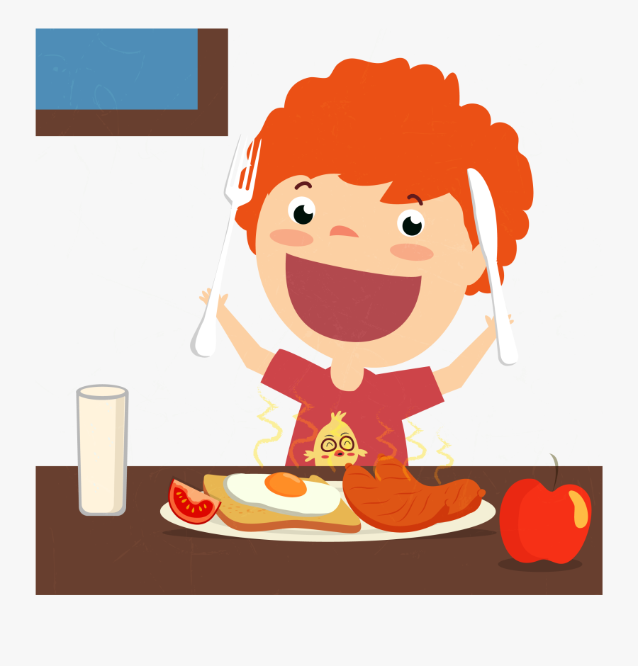 Clip Art Breakfast Full Eating Illustration - Cartoon Eating Breakfast Png, Transparent Clipart