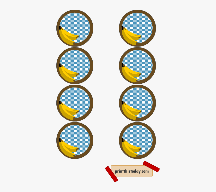 Jar Lid Labels Featuring Bananas - Circle, Transparent Clipart