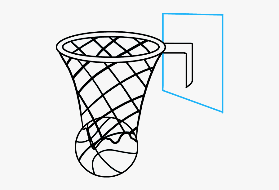 Basketball Clipart Swoosh - Basketball Hoop Drawing Easy , Free