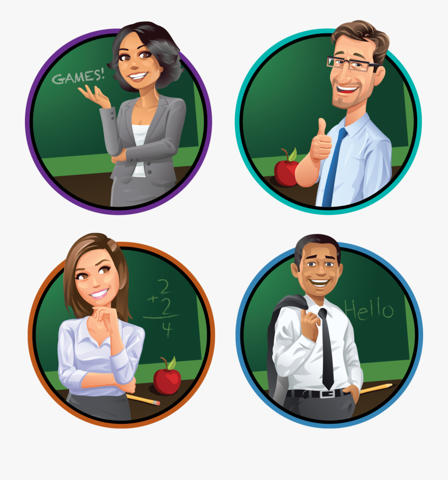 Profiles Four Types Of - Male And Female Teachers Clip Art, Transparent Clipart