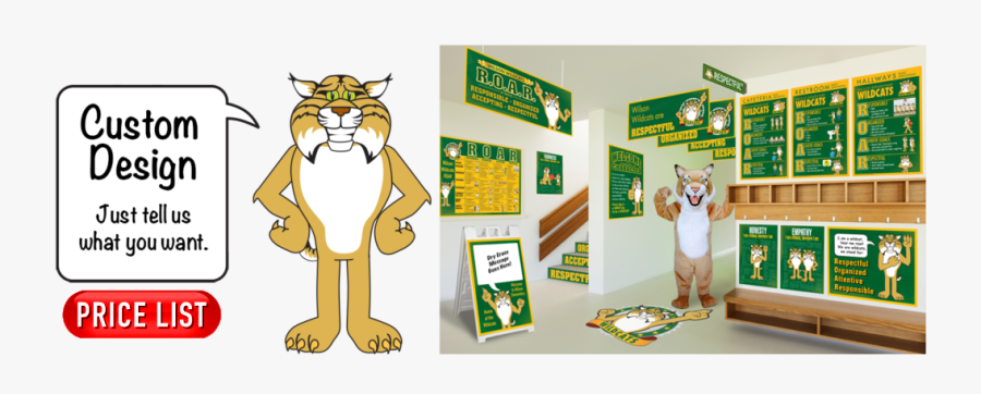 Pbis Posters Wildcat Mascot Clip Art 1 - Cougar Mascots Elementary School, Transparent Clipart