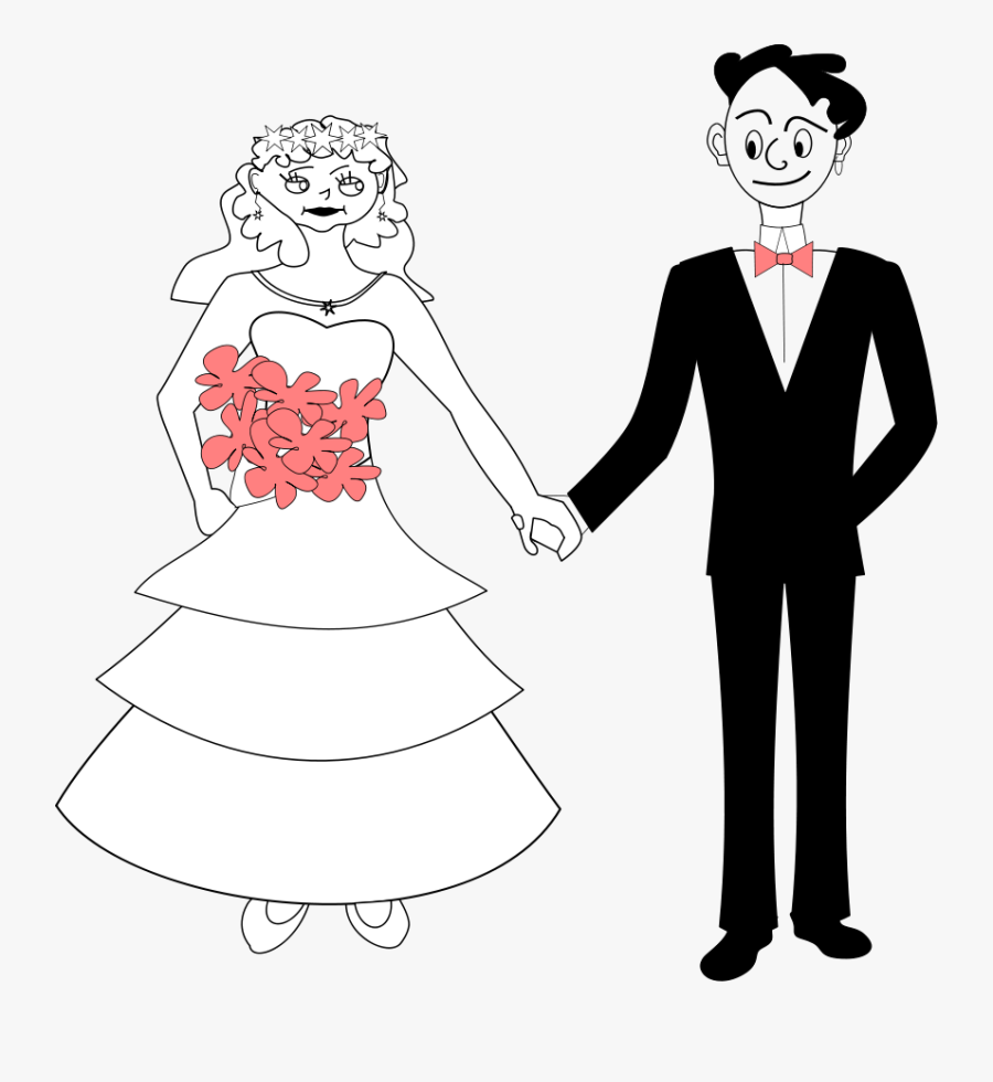 Bride And Groom Art Free Download Clip On Cliparts - رسمه عريس وعروسه, Transparent Clipart